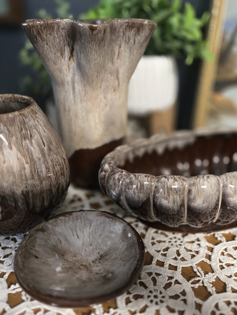 Evangeline Canadian Pottery – 4 Piece Drip Glaze Collection